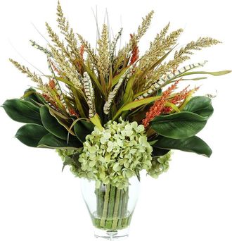 Creative Displays Inc. Handmade Fall Heather & Pampas Arrangement In Glass Pedestal Vase