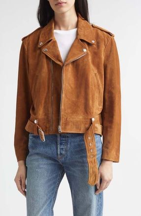 Nili Lotan Evel Suede Biker Jacket in Martora at Nordstrom, Size X-Small
