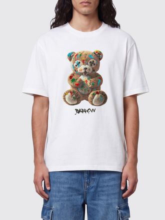 Barrow Cotton T-shirt with Teddy Bear Print and Contrast Logo