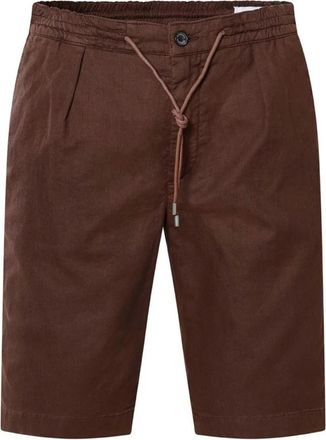 Baldessarini Shorts van Katoen en Linnen met Elastische Tailleband - Heren - Korte Broeken - Bruin - W35 - Katoen - Korte Broeken