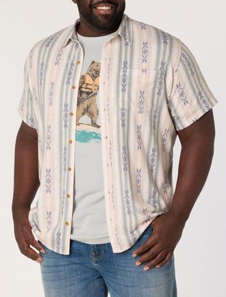 Lucky Brand Big & Tall Southwestern Linen Sport Shirt in Green Multi at Nordstrom, Size Xxx-Large