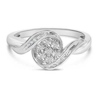 House of Brilliance Sterling Silver 1/10 Cttw Diamond Bypass Cluster Ring at Nordstrom