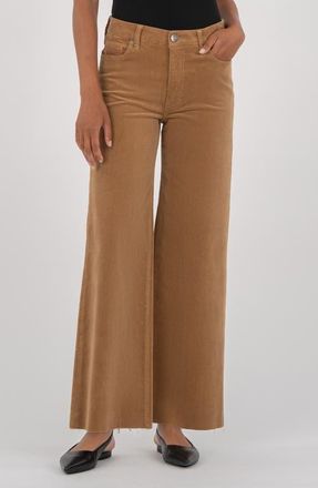 Kut from the Kloth Meg Fab Ab High Waist Wide Leg Jeans in Camel at Nordstrom, Size 14