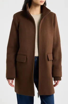 Vince Stand Collar Wool & Cashmere Blend Coat in Burnt Walnut at Nordstrom, Size Xx-Large