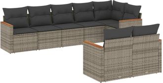 vidaXL Vidaxl - Set De Sof&aacute;s De Jard&iacute;n 8 Pzas Y Cojines Rat&aacute;n Sint&eacute;tico Gris