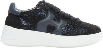 Hogan Glitter Logo-Patch Chunky Sneakers - Dames - Schoenen - Zwart - Maat: 38 1/2 EU Leer
