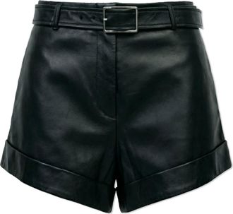 Sportmax Vasaio Leather Shorts - Dames - Bermuda - Zwart - XS - Leer - Korte Broeken