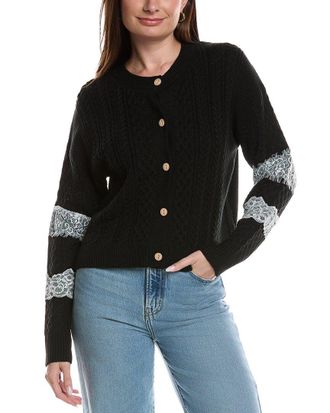 Theo & Spence Lace Detail Cable Knit Cardigan