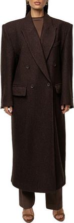 JLUXLABEL Double Breasted Wool Blend Coat in Chocolate at Nordstrom