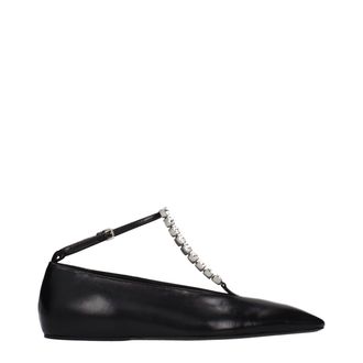Jil Sander Black Leather Ballet Womens Flats