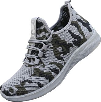 Generic Slip On Trainers Men Camouflage Running Shoes Breathable Mesh Sneakers Extra Wide Fit Trainers Lightweight Soft Trainer Comfortable Tennis Shoes Gym S
