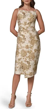 DKNY Floral Metallic Jacquard Sheath Dress in Gold Multi at Nordstrom, Size 10