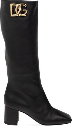 Dolce & Gabbana Black Calfskin High Heel Womens Boots