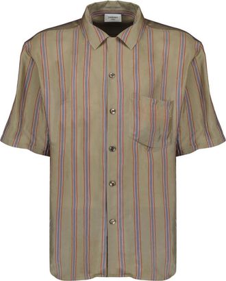 Saint Laurent Short Sleeve Shirts, male, Green, Size: XL Cassandre Shirt