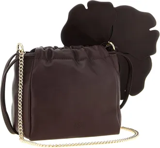 Pinko Flower Leather Clutch - Brown