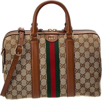Gucci Ophidia Medium Canvas & Leather Satchel
