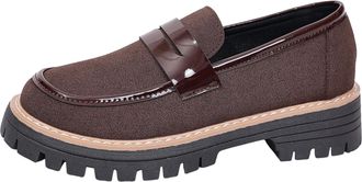 Generic Platform Loafers for Women Comfortable Chunky Heel Classic Casual Shoes for Dressy Wear Fashionable Retro Round Toe Shoe for Business Work Everyday We