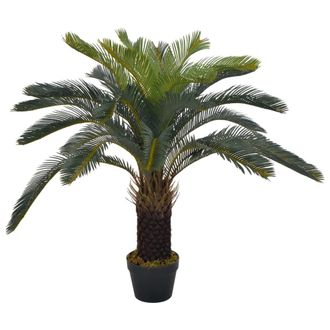 vidaXL Planta Artificial Palmera Cica Con Macetero 90 Cm Verde Vidaxl