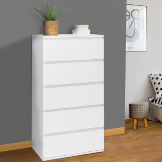IDMarket C&oacute;moda Semanal Tomi 5 Cajones Chiffonier 60 Cm Madera Blanca