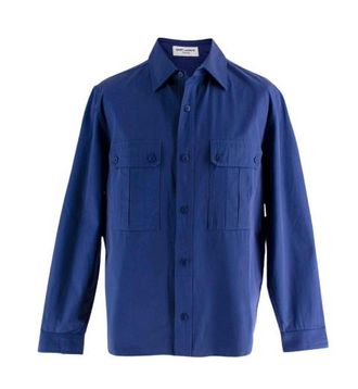 Saint Laurent Purple Cotton Overshirt Size 15.5