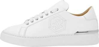 Philipp Plein Nappa Leather Lo-Top Sneakers Hexagon - unisex - Sneakers - Wit - 42 EU - Leer - Schoenen