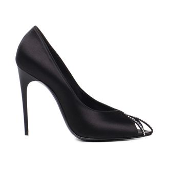 Saint Laurent Pumps, female, Black, Size: 7 US Black Rhinestone Perforated Stiletto Pumps
