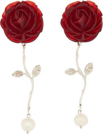 Magda Butrym Pearl And Rose Earrings-Donna