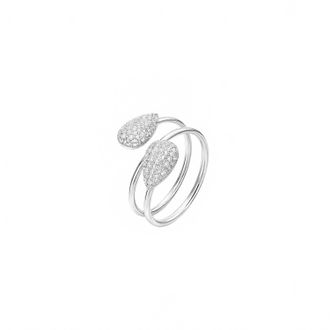Gold & Honey Womens Pear Wrap Around Ring In Silver