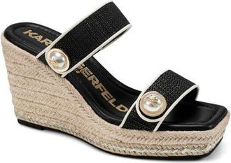 Karl Lagerfeld Carsen Double Band Espadrille Sandal in Black/Cream at Nordstrom, Size 8