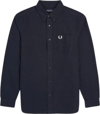 Fred Perry Gestreept katoenen shirt met lange mouwen - Heren - Casual Overhemden - Blauw - 2XL - Katoen - Overhemden