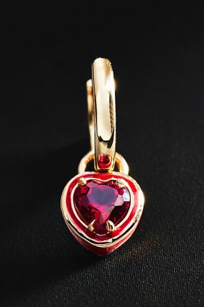 Anthropologie Alison Lou Heart Cocktail Single Huggie Hoop Earring