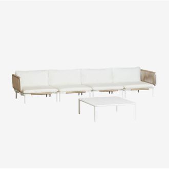 Sklum Sklum - Sof&aacute; Modular De Jard&iacute;n De 4 Piezas Con 2 Sillones Esquineros Y Mesa De Centro Roubly