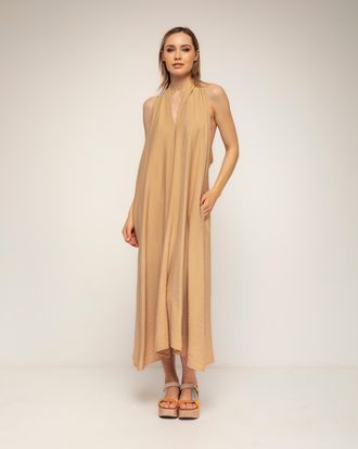 Tantra Wijde midi-jurk met halternek en een bandje op de rug