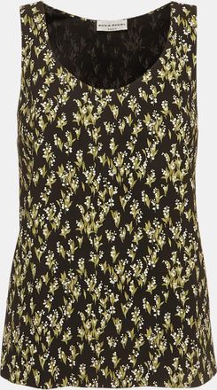 Sonia Rykiel Black Floral Printed Crepe Tank Top