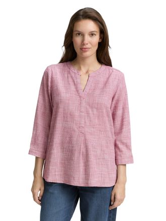 Tom Tailor Klassische Bluse TOM TAILOR, Damen, Gr. 34, pink (schwarz pink), Web, Obermaterial: 100% Baumwolle, unifarben, regular fit taillenbedeckt, Rundhals, B