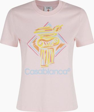 Casablanca Womens Casablanca Diamond Column Pink T-Shirts - Size: 18/16