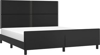 vidaXL Estructura De Cama Con Cabecero Cuero Sint&eacute;tico Negro 180x200cm Vidaxl
