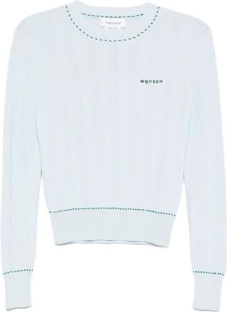 Alexander McQueen Maglione con ricamo - Blu