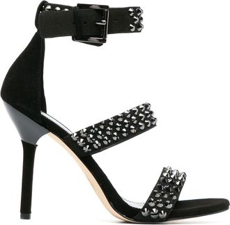 Michael Michael Kors Amal Astor Stud-detailed heeled sandals - women - Fabric/Calf Suede/Calf Leather/Fabric/Rubber - 10 - Black