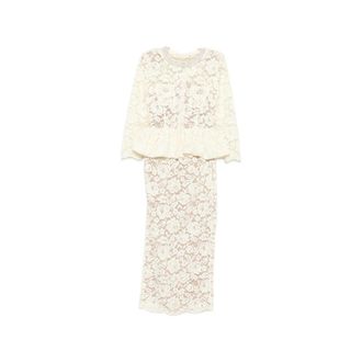 Self Portrait Peplum Floral-lace Dress