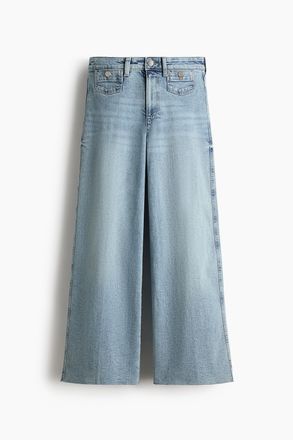 H&M Wide High Waist Ankle Jeans - Helles Denimblau