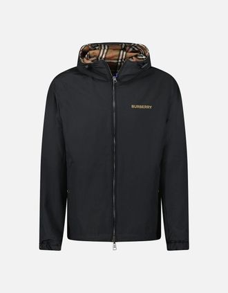 Burberry Mens Burberry Stanford Zip-Up Check Reversible Hooded Jacket Black & Check - Size: Regular/36
