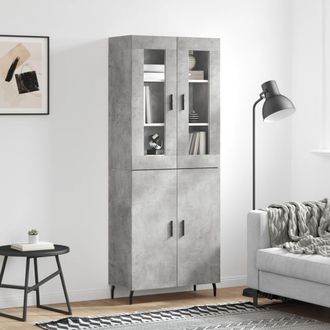 vidaXL Vidaxl - Aparador Alto Madera Contrachapada Gris Hormig&oacute;n 69,5x34x180 Cm