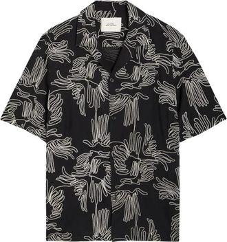 Les Deux Short Sleeve Shirt - Heren - Korte mouwen Overhemden - Zwart - M - Nylon - Overhemden