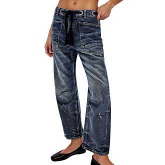 Generic Jeans for Women UK - Womens Baggy Barrel Jeans Wide Leg Patchwork Low Rise Denim Pants with Artist Details and Pockets for Everyday Wear