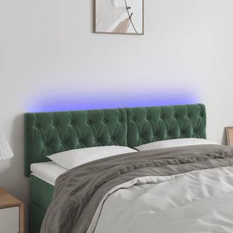 vidaXL Cabecero Con Led De Terciopelo Verde Oscuro 144x7x78/88 Cm Vidaxl