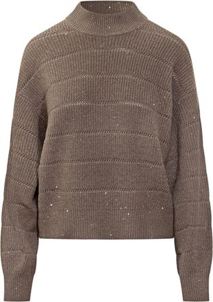 Brunello Cucinelli Brown Mock Collar Sweater