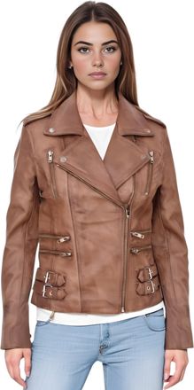 Infinity Leather Dames leren bruinbruine Brando bikerjack - Constantia