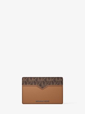 Michael Kors Hudson Pebbled Leather and Signature Logo Money Clip Card Case