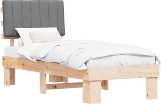 vidaXL Estructura De Cama Con Cabecera Tapizada Gris Claro 75 X 190 Cm Vidaxl